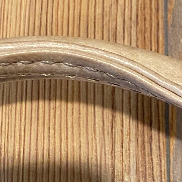 Frye Tan Shoulder Bag with Metallic Hardware and Stitched Panels - Picture 12 of 13